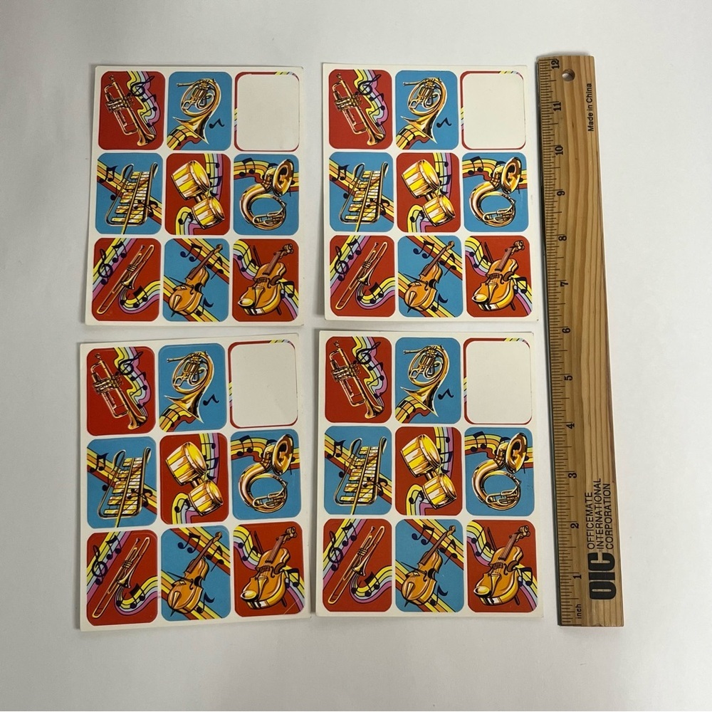 vintage musical instrument stickers 80s 90s teacher